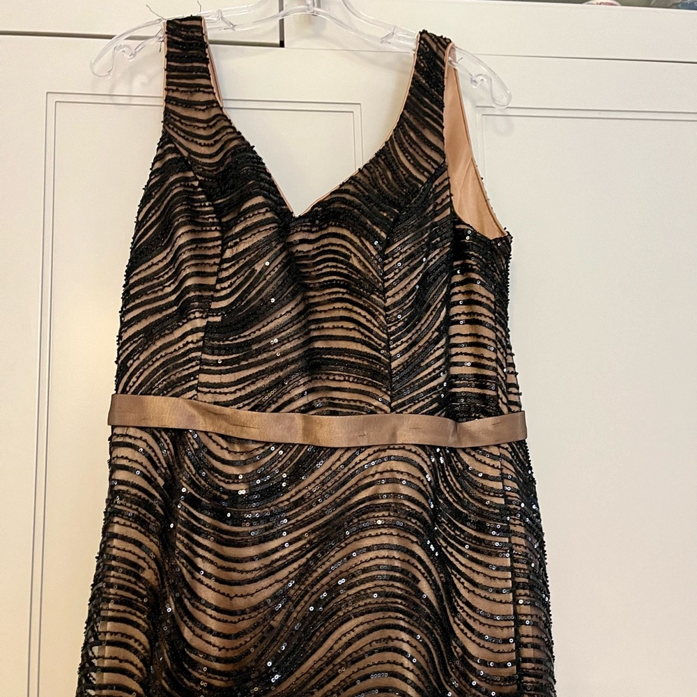 Formal evening gown. Sequined. Black and neutral.